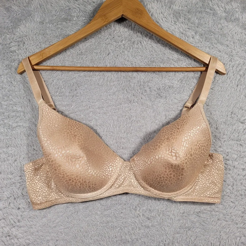 Kathy‎ Ireland Intimates Bra Women 40D Tan Lace Underwire Adjustable Straps 0694